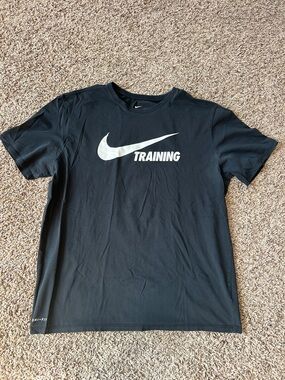 Men’s Nike Black Tee with White Swoosh and TRAINING